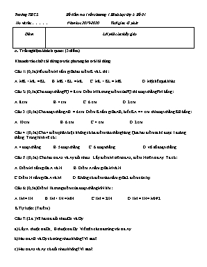 4 Đề kiểm tra 1 tiết Chương 1 môn Hình học Lớp 6 (Có đáp án)